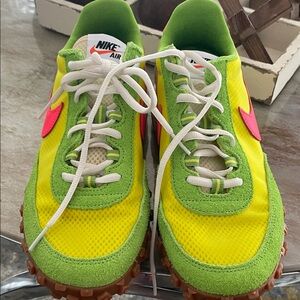 Nike men Yellow & Green Sneakers with Pink Swoosh